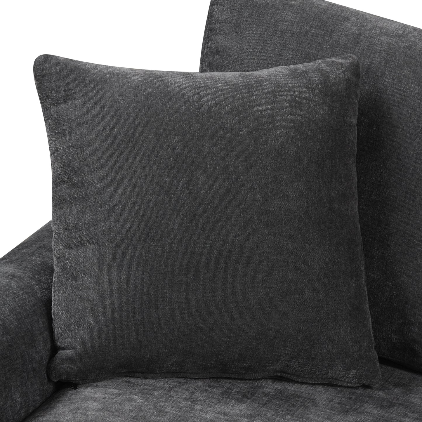 124.8"L-shaped Sofa Convertible Sofa Bed Pull Out Sofa Sleeper with Two Back Pillows, Two USB Ports and Two Power Sockets for Living Room, Gray (Old SKU:SG000890AAE)