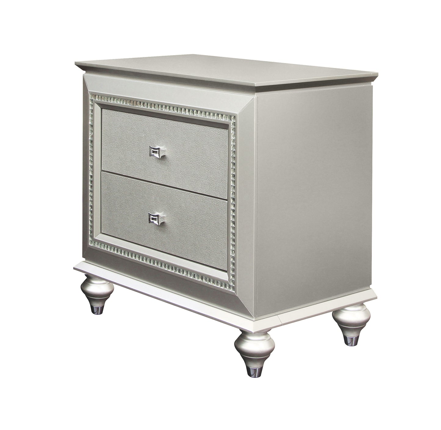 Champagne 2-Drawer Nightstand with Sparkling Trim