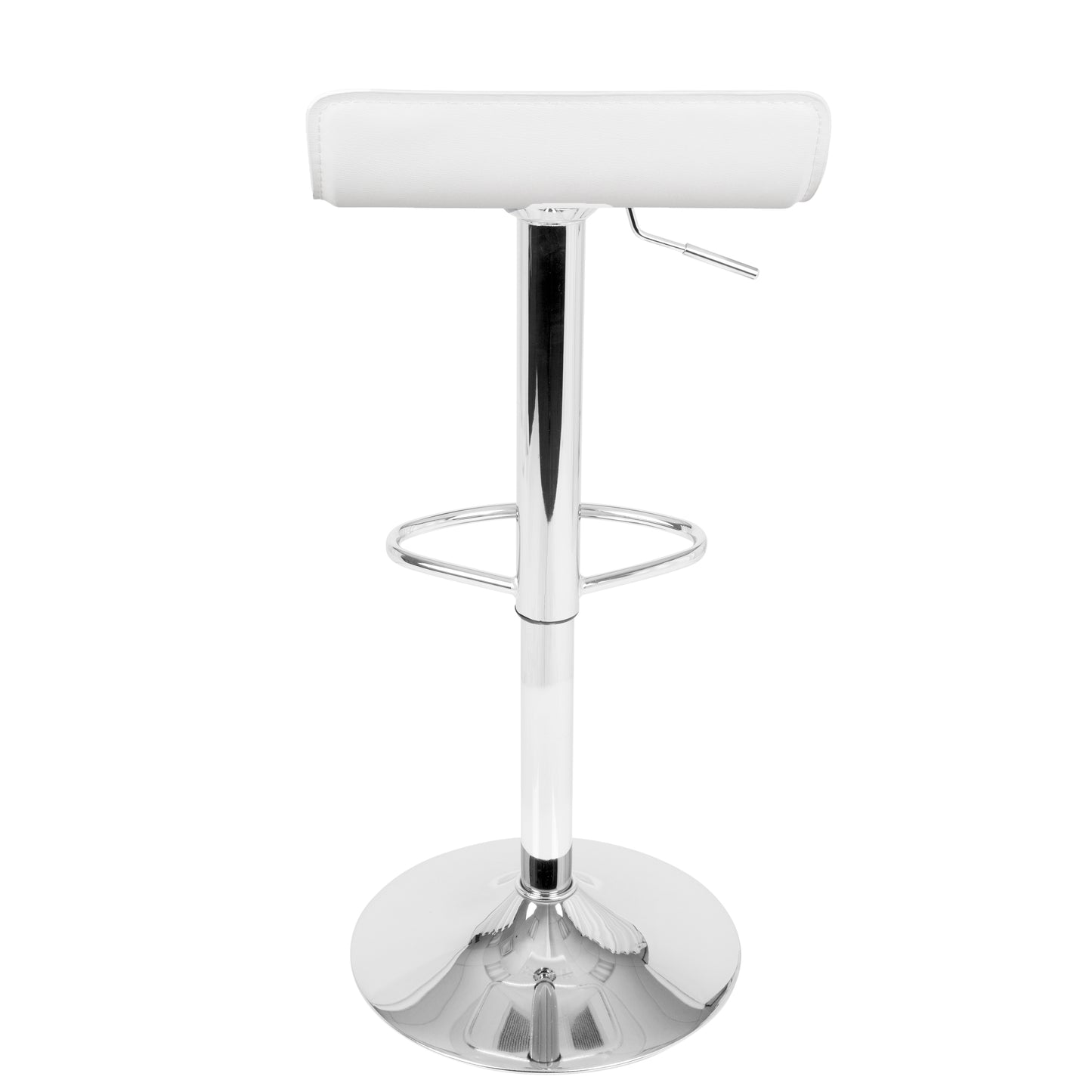 Ale Contemporary Adjustable Barstool in White PU Leather by LumiSource - Set of 2