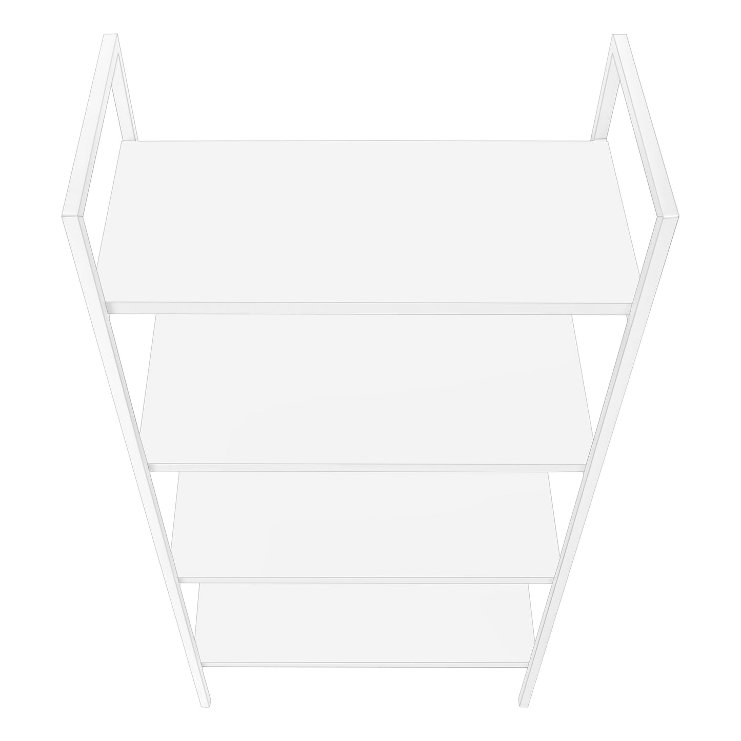Bookshelf, Bookcase, 4 Tier, 48"h, Office, Bedroom, White Laminate, White Metal, Contemporary, Modern