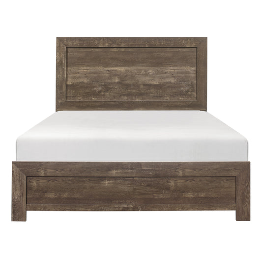 Rustic Brown Finish Full Size Panel Bed Wooden Bedroom Furniture 1pc, Bed in a Box