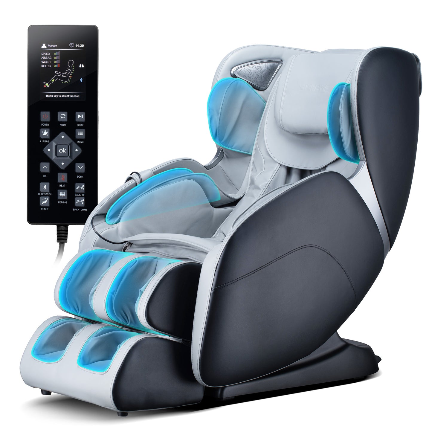 BOSSCARE 3D Shiatsu Recline Massage Zero Gravity Full Body Chair with Waist Heating Black