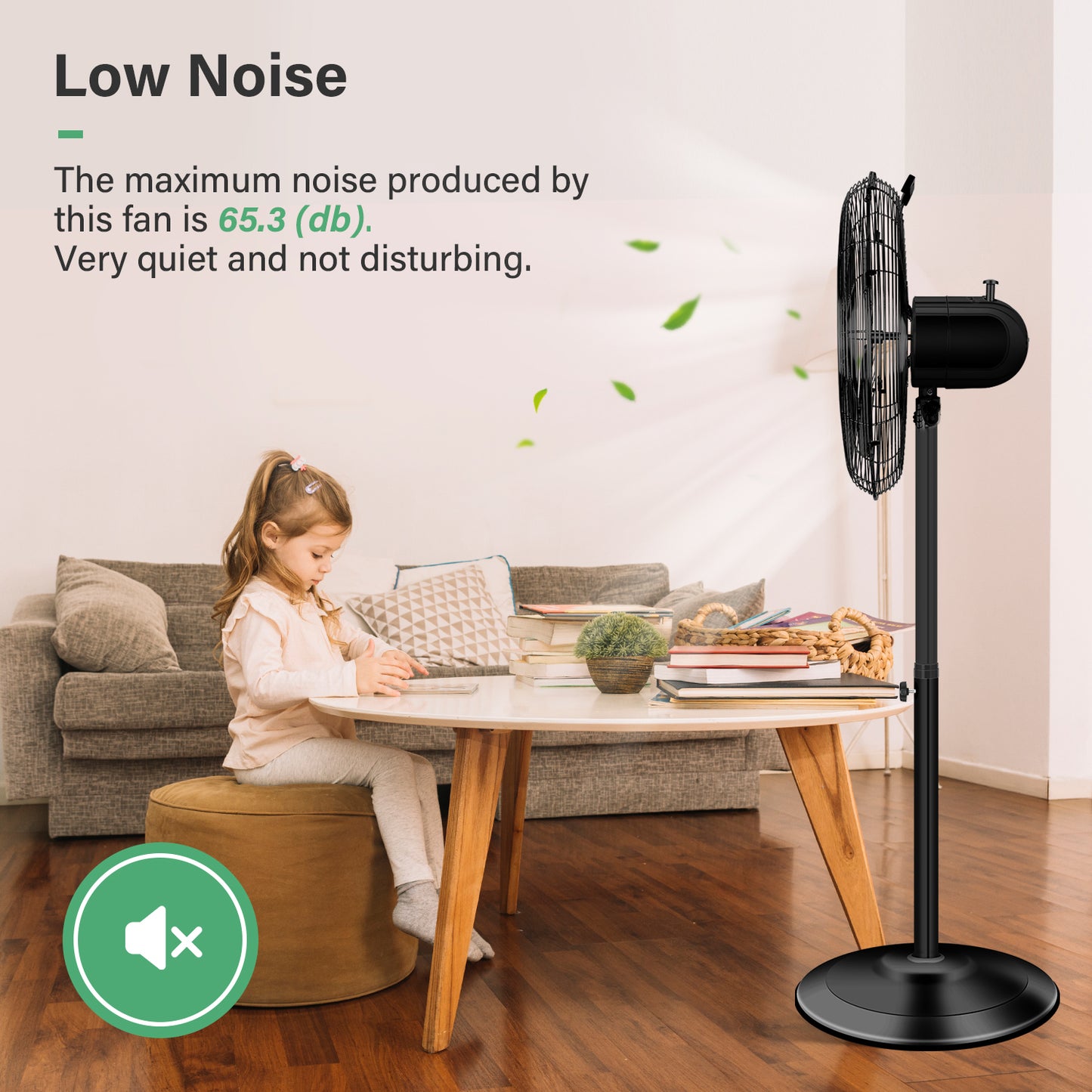 16 Inch High Velocity Stand Fan, Adjustable Heights, 75°Oscillating, Low Noise, Quality Made Fan with 3 Settings Speeds, Heavy Duty Metal for Industrial, Commercial, Residential, Color: Black