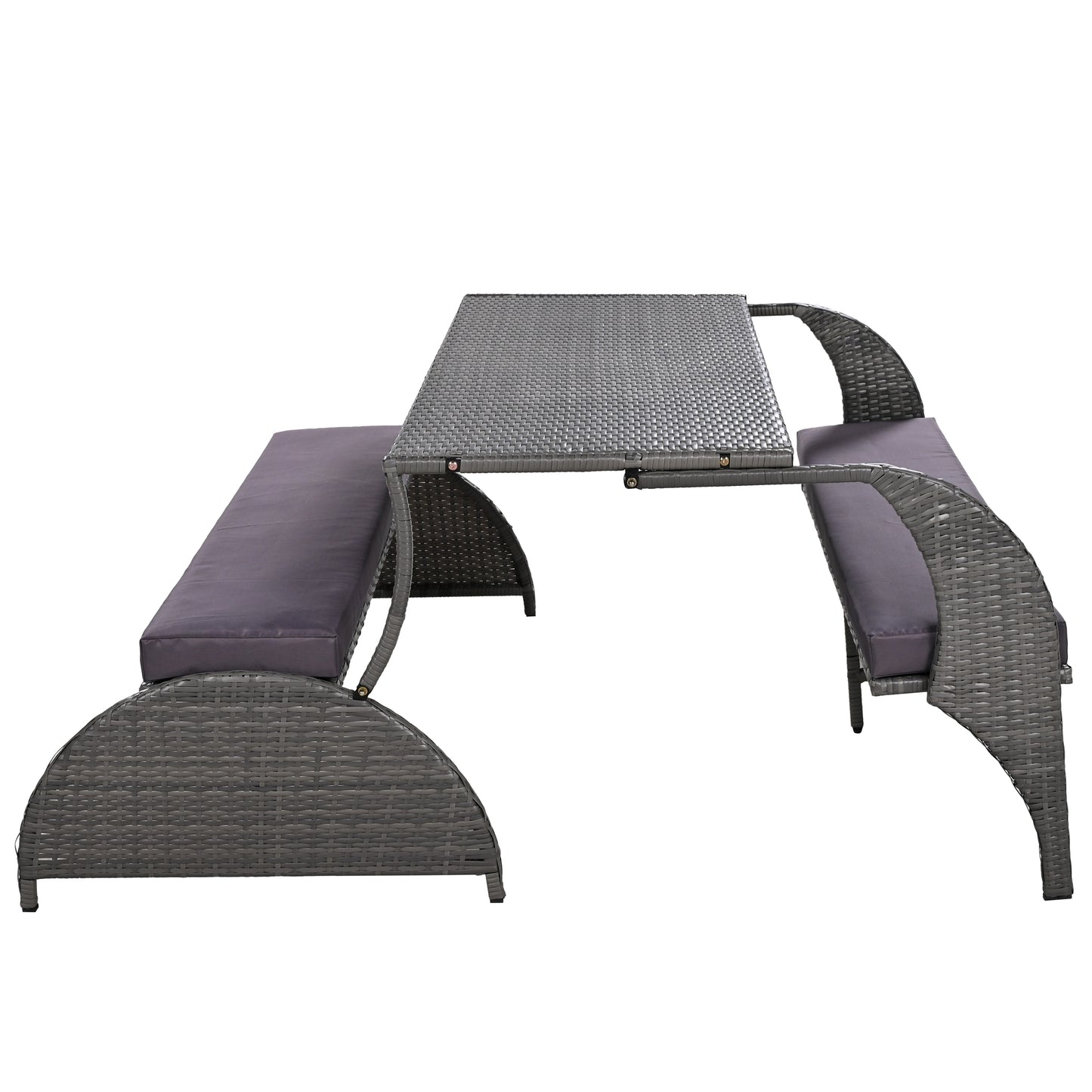 U_STYLE Versatile outdoor loveseat that converts to four seats and a table, suitable for gardens and lawns