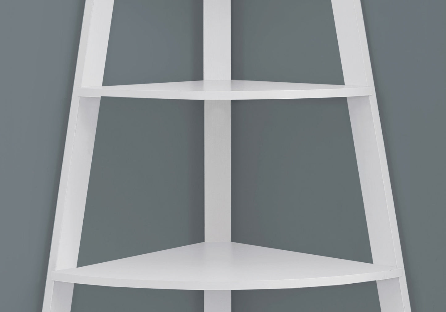 Bookshelf, Bookcase, Etagere, Corner, 4 Tier, 60"h, Office, Bedroom, White Laminate, Contemporary, Modern