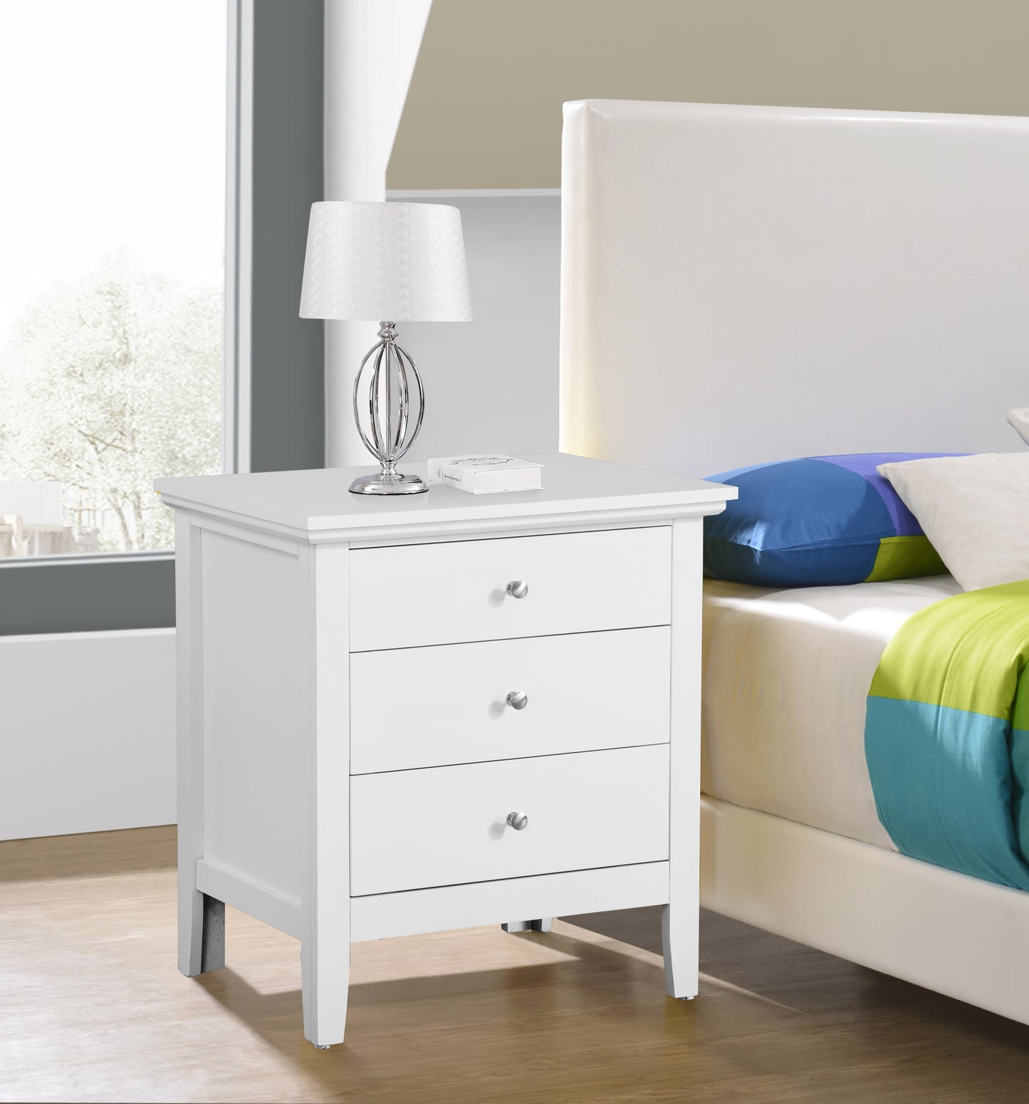 Elegant White Casual Nightstand