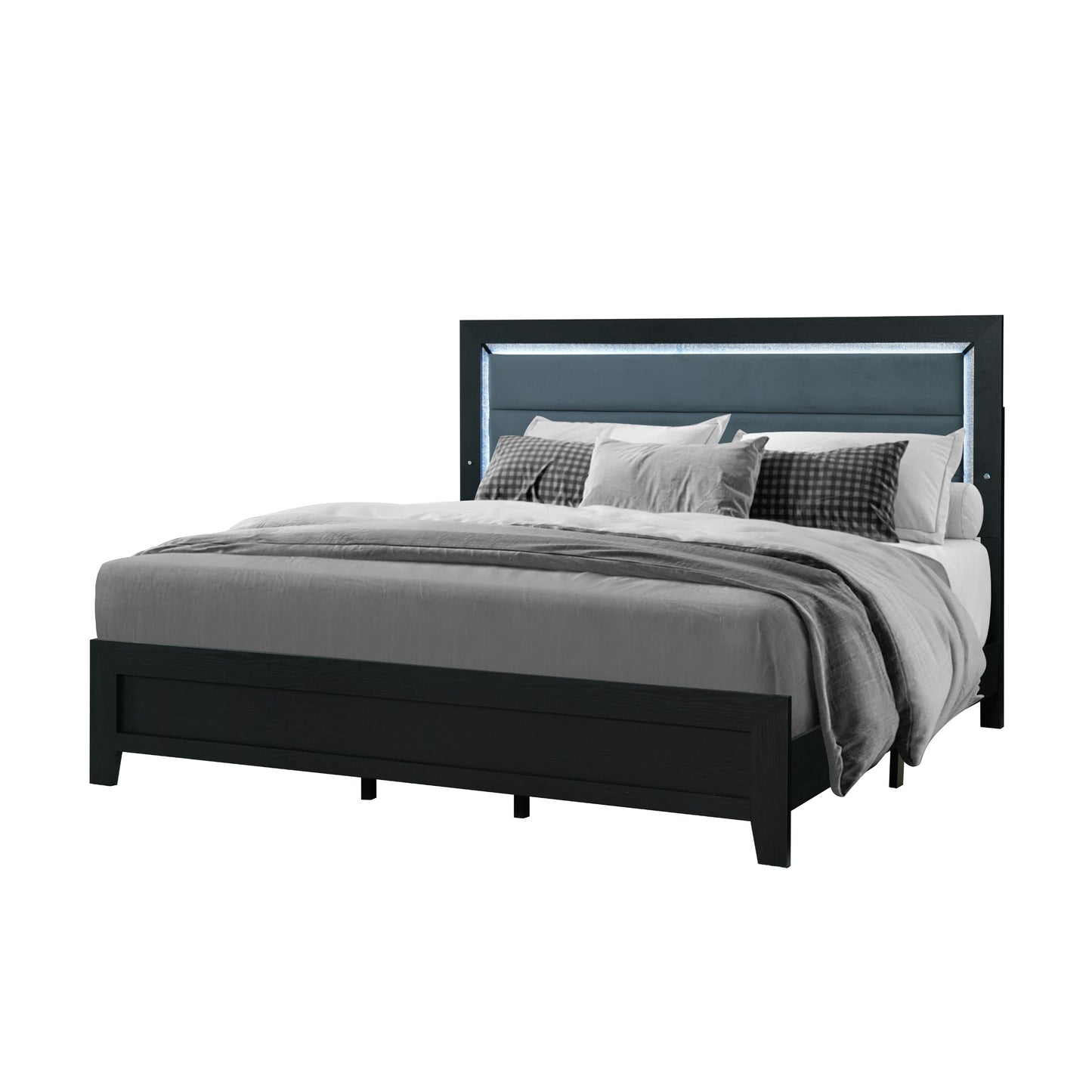 CARLOS BLACK QUEEN BED WITH LED