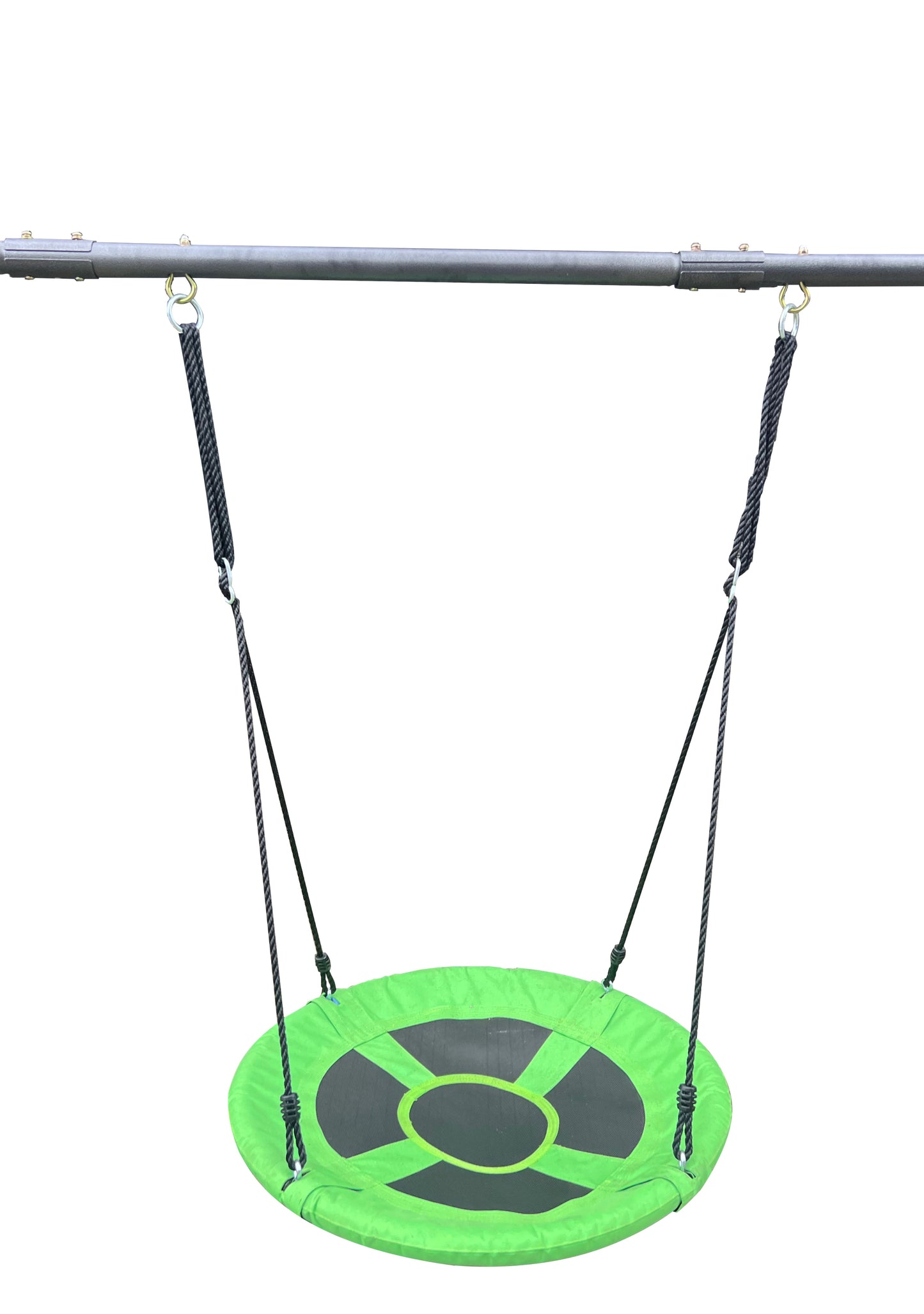 XNS052 green and blue interesting six function swingset with net swing metal plastic safe swing set 440lbs for outdoor playground for age 3+ with 31.5in net swing