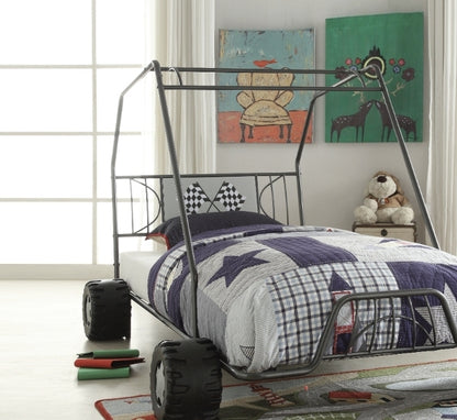 Xander Go Kart Gunmetal Finish Twin Bed