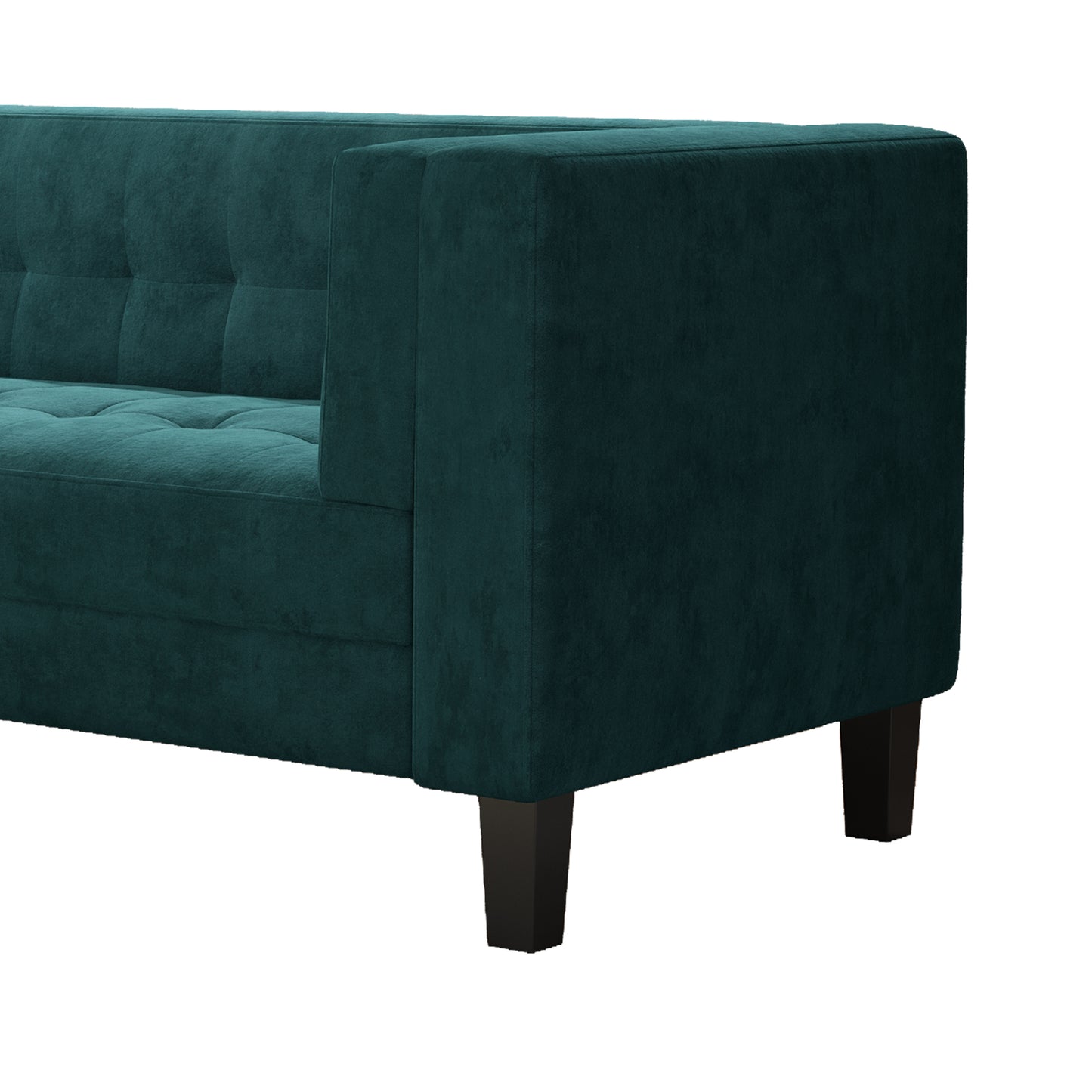 3-Seater Sofa, Upholstered Tufted Coach, Velvet Sofa, Green