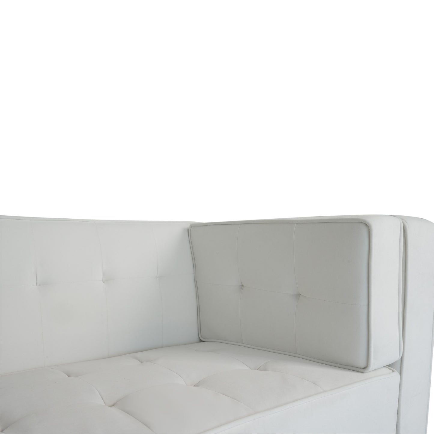 3-Seater Sofa, Upholstered Tufted Coach, Velvet Sofa, Ivory White