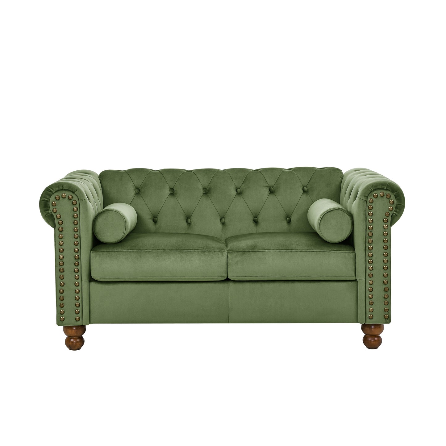 PHOYAL Large LOVE SEAT, Velvet Sofa TWO-seat Sofa  Classic Tufted Chesterfield Settee Sofa Modern 2 Seater Couch Furniture Tufted Back for Living Room (Green)