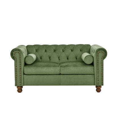 PHOYAL Large LOVE SEAT, Velvet Sofa TWO-seat Sofa  Classic Tufted Chesterfield Settee Sofa Modern 2 Seater Couch Furniture Tufted Back for Living Room (Green)