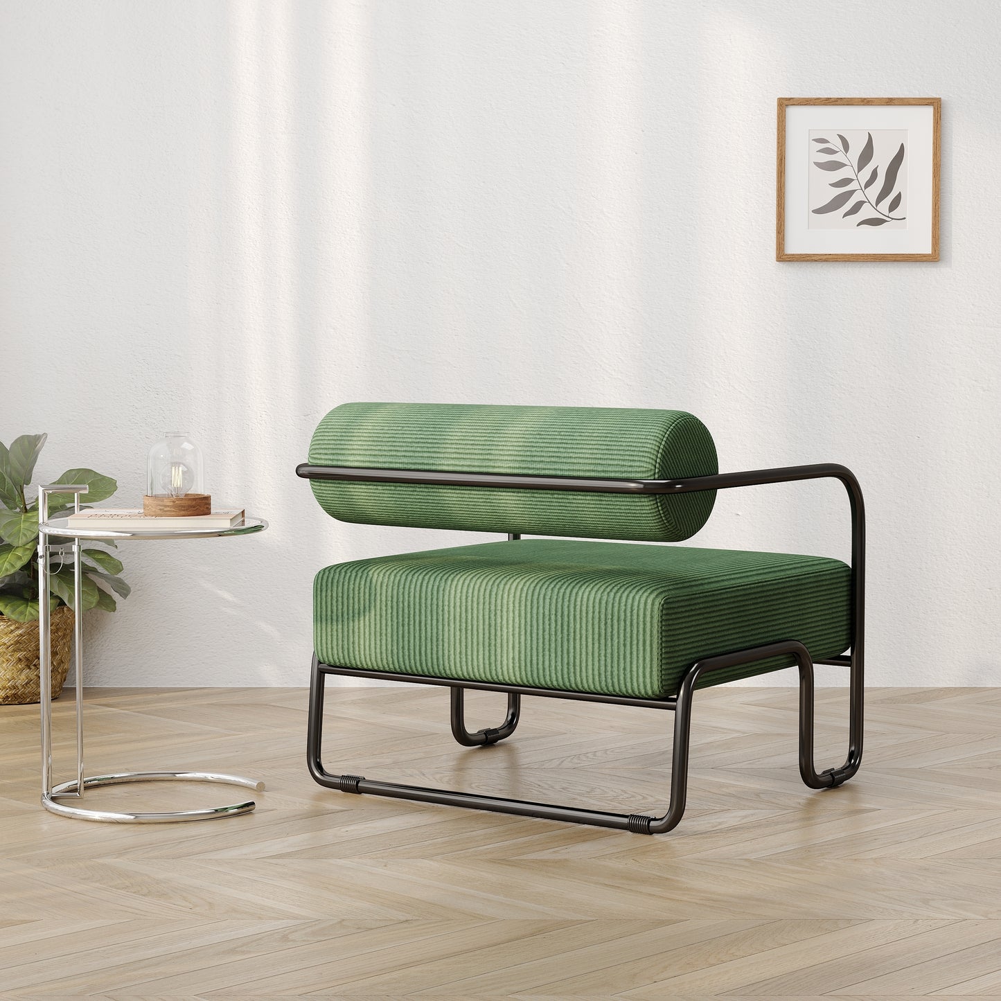 Living room iron sofa chair, lazy individual chair, balcony leisure chair (Color: Green)