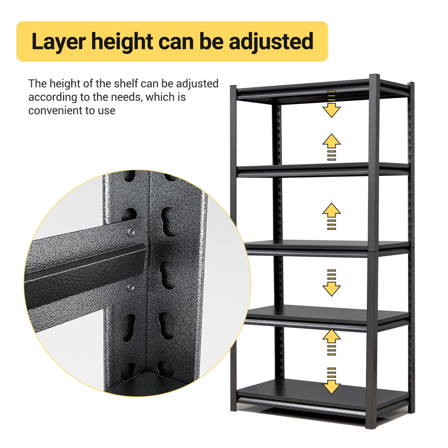 63"H  5 Tier Metal Shelves for Storage Garage Shelving 2000LBS Heavy Duty Storage Shelves Adjustable Garage Shelf Industrial Shelving Unit Storage Utility Rack,31.5"W*15.7"D*63"H,Black