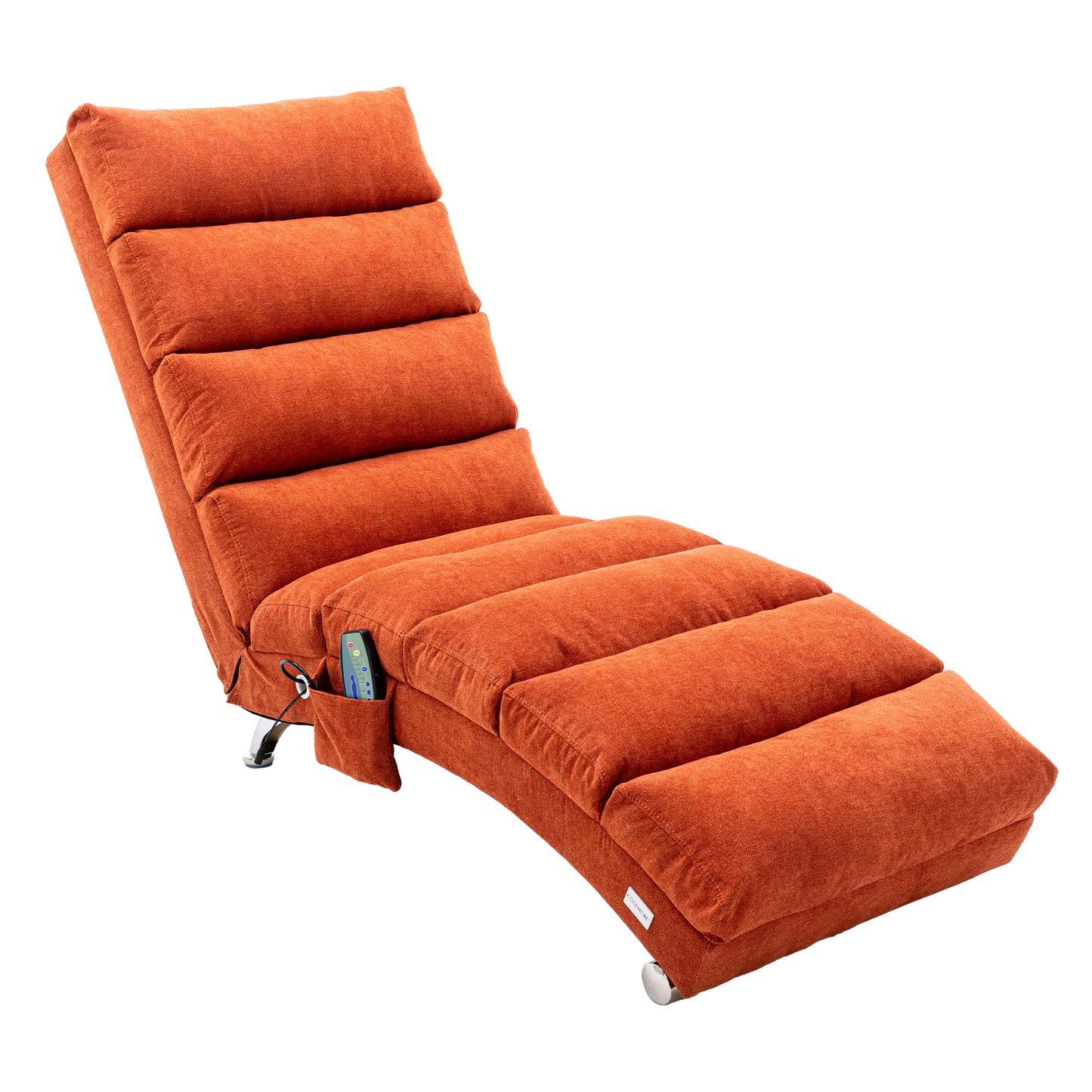 COOLMORE Linen Massage Chaise Lounge Indoor with Remote Control,Ergonomic Electric Massage Long Lounger with 5 Modes for Office, Living Room,Bedroom (Orange)