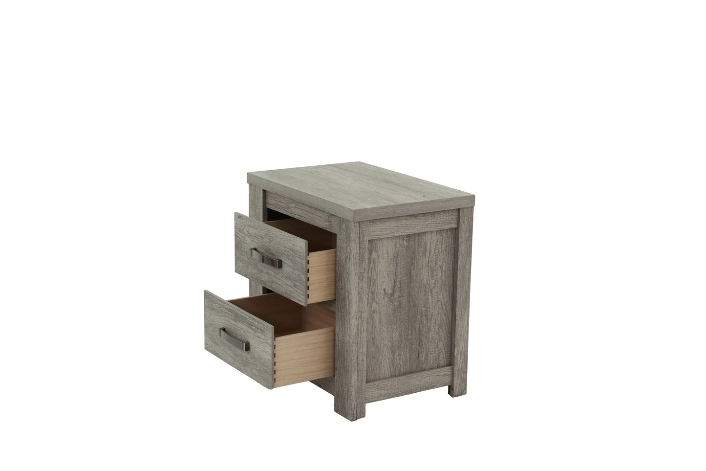 Bedroom Furniture Rustic Light Grey Simple 1pc Nightstand 2-Drawers Bed Side Table Solidwood