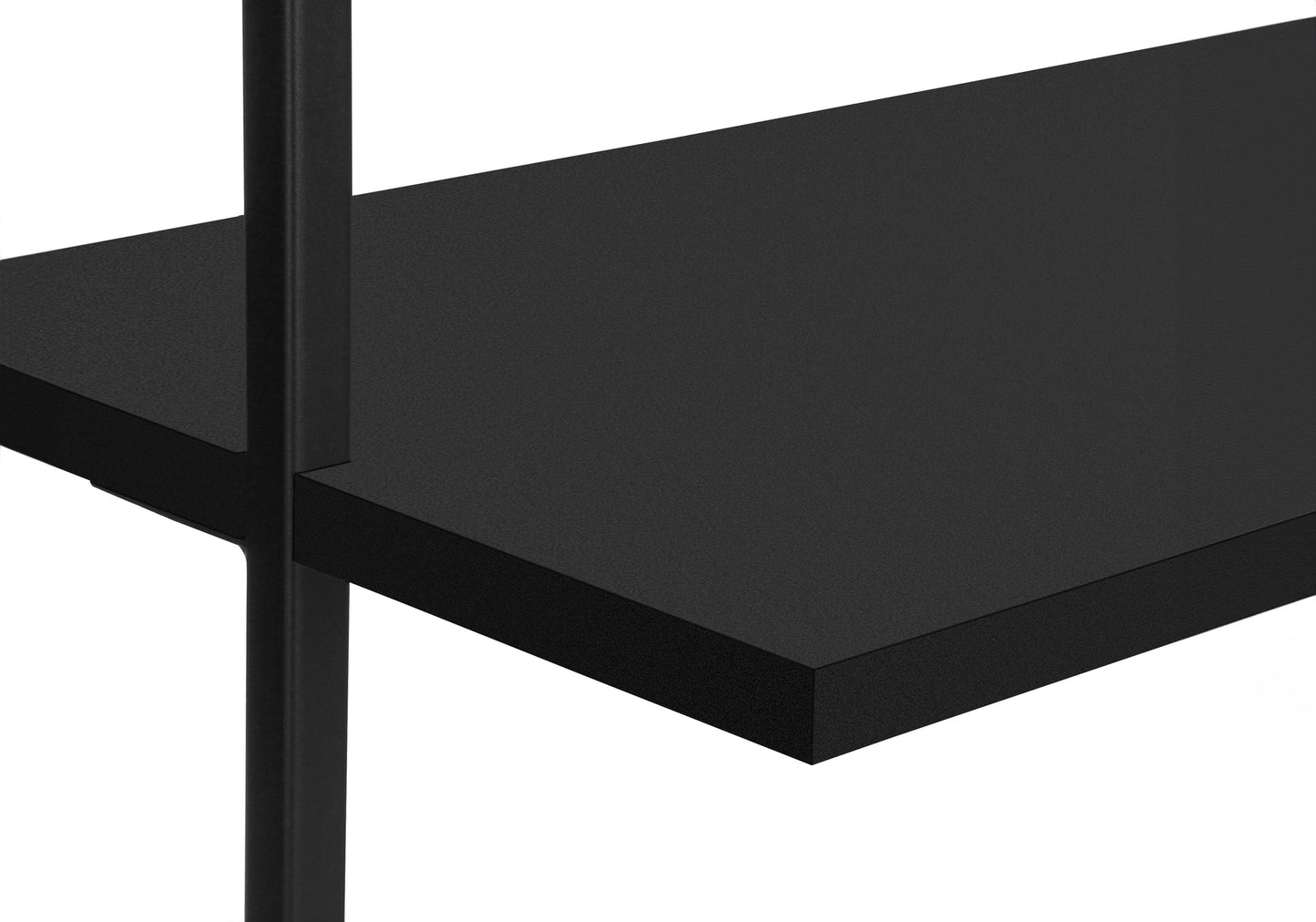 Bookshelf, Bookcase, Etagere, Ladder, 5 Tier, 72"h, Office, Bedroom, Black Laminate, Black Metal, Contemporary, Modern