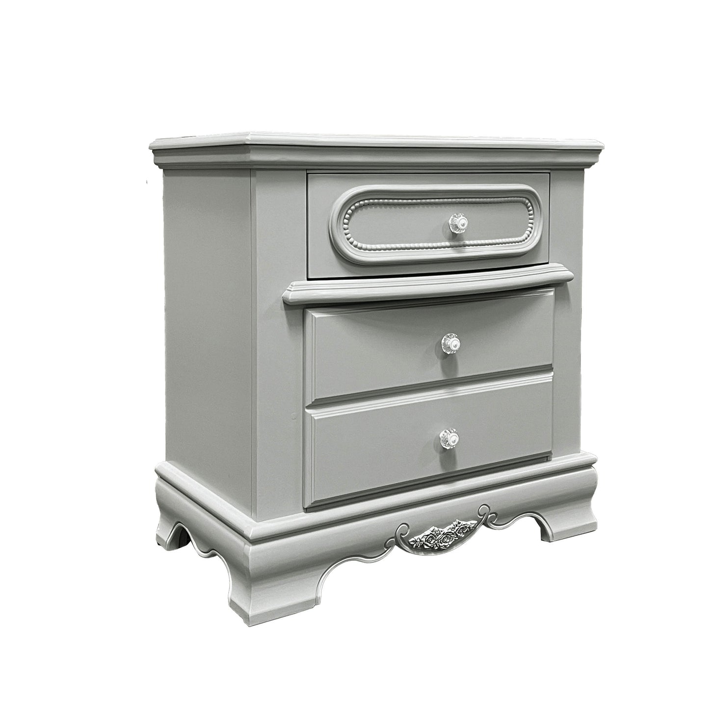 Grey 3-Drawer Nightstand