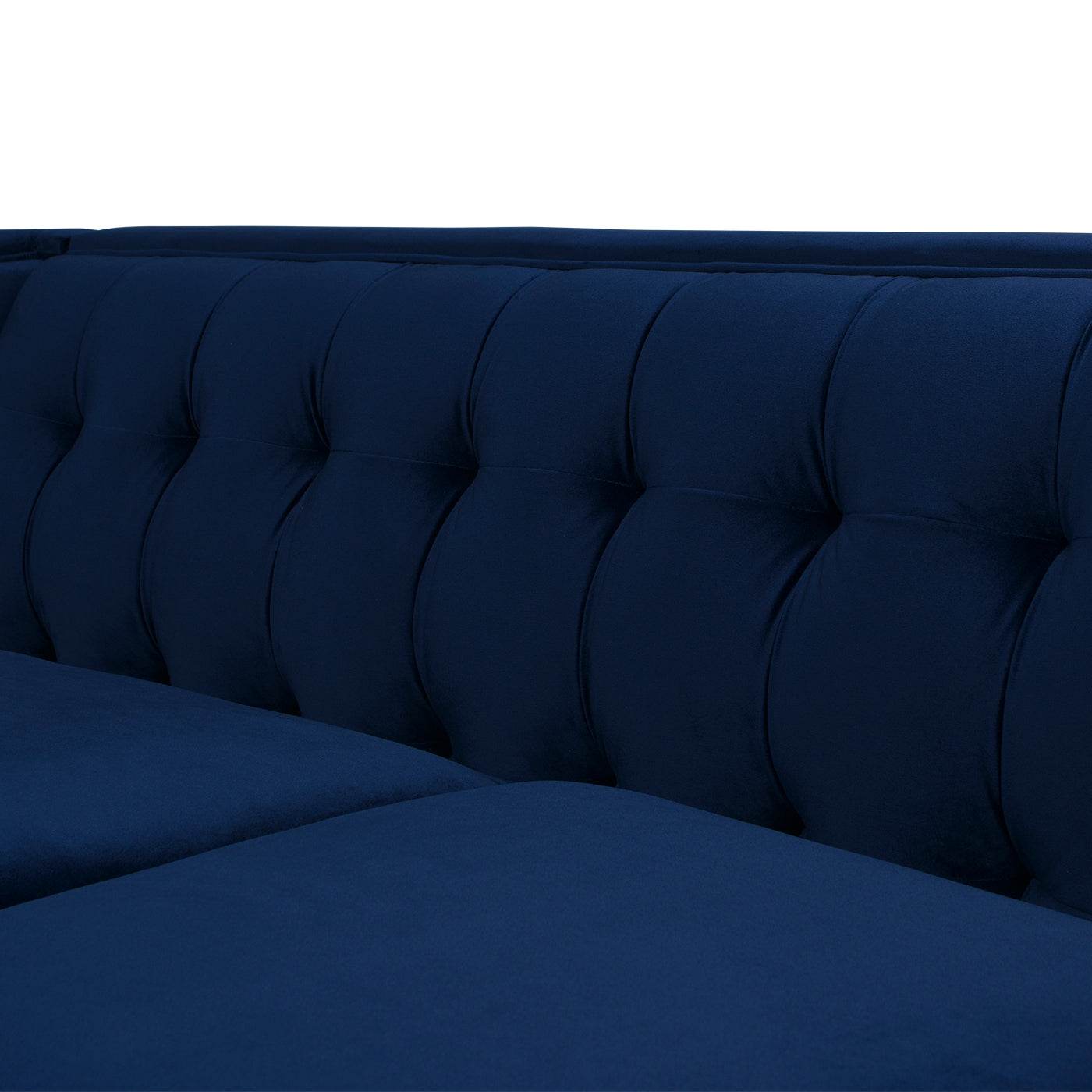 James 74" Modern Tuxedo Sofa, Navy Blue Velvet