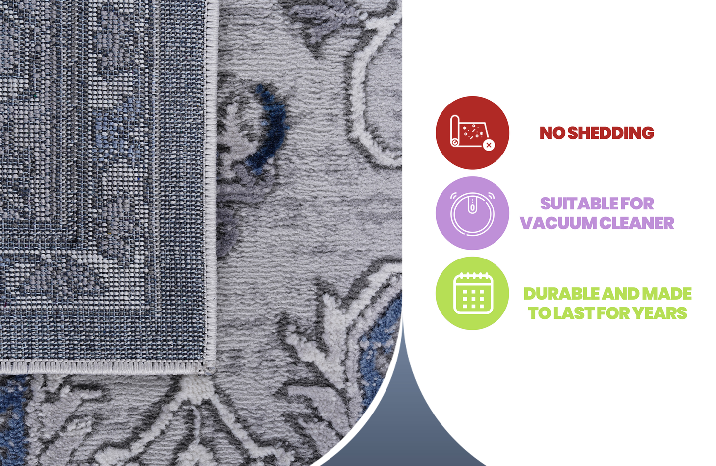 5X7 Grey/Blue/Oriental Non-Shedding Living Room Bedroom Dining Home Office Stylish and Stain Resistant Area Rug