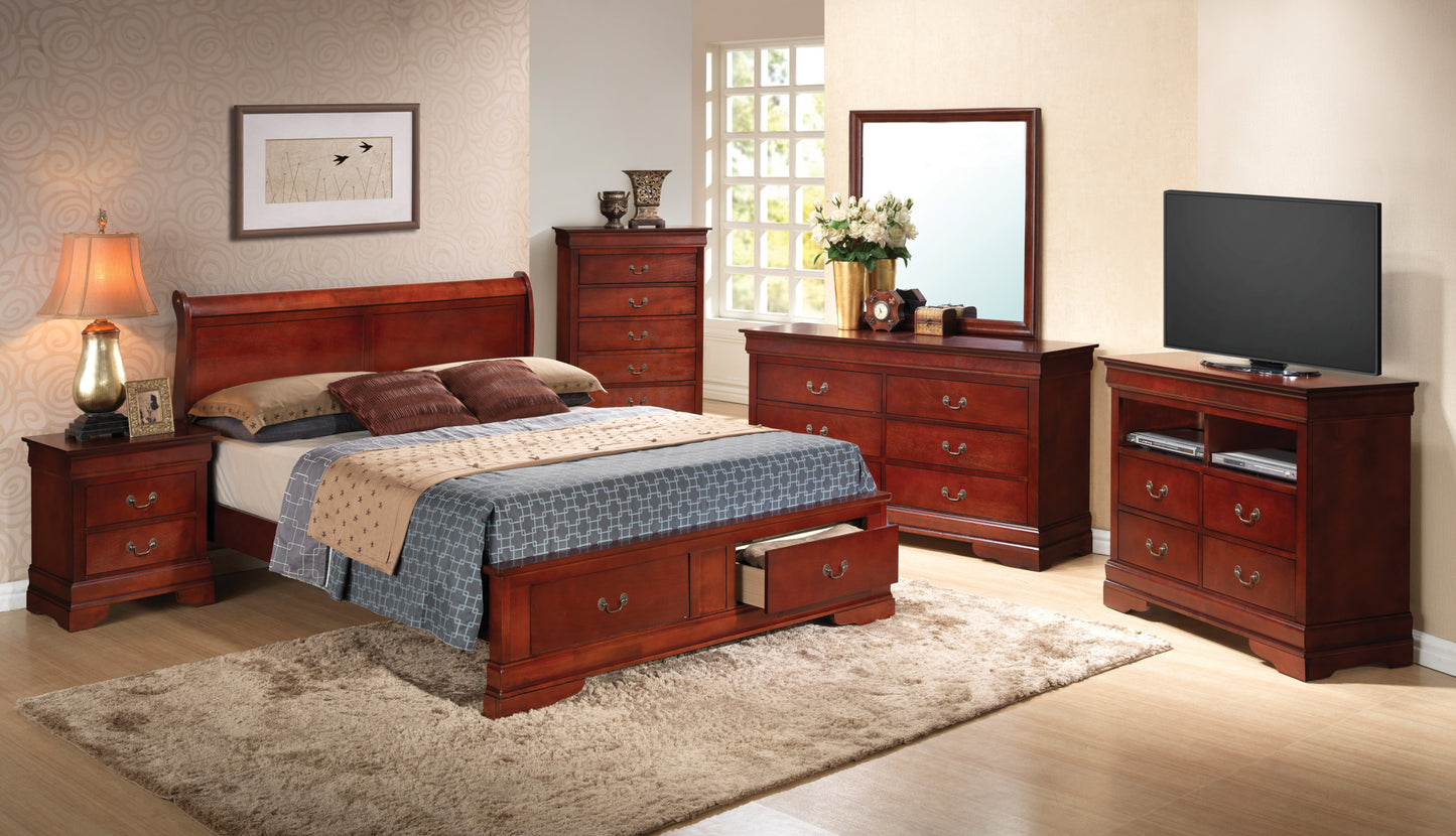 Traditional King Size Storage Bed In Cherry Hue