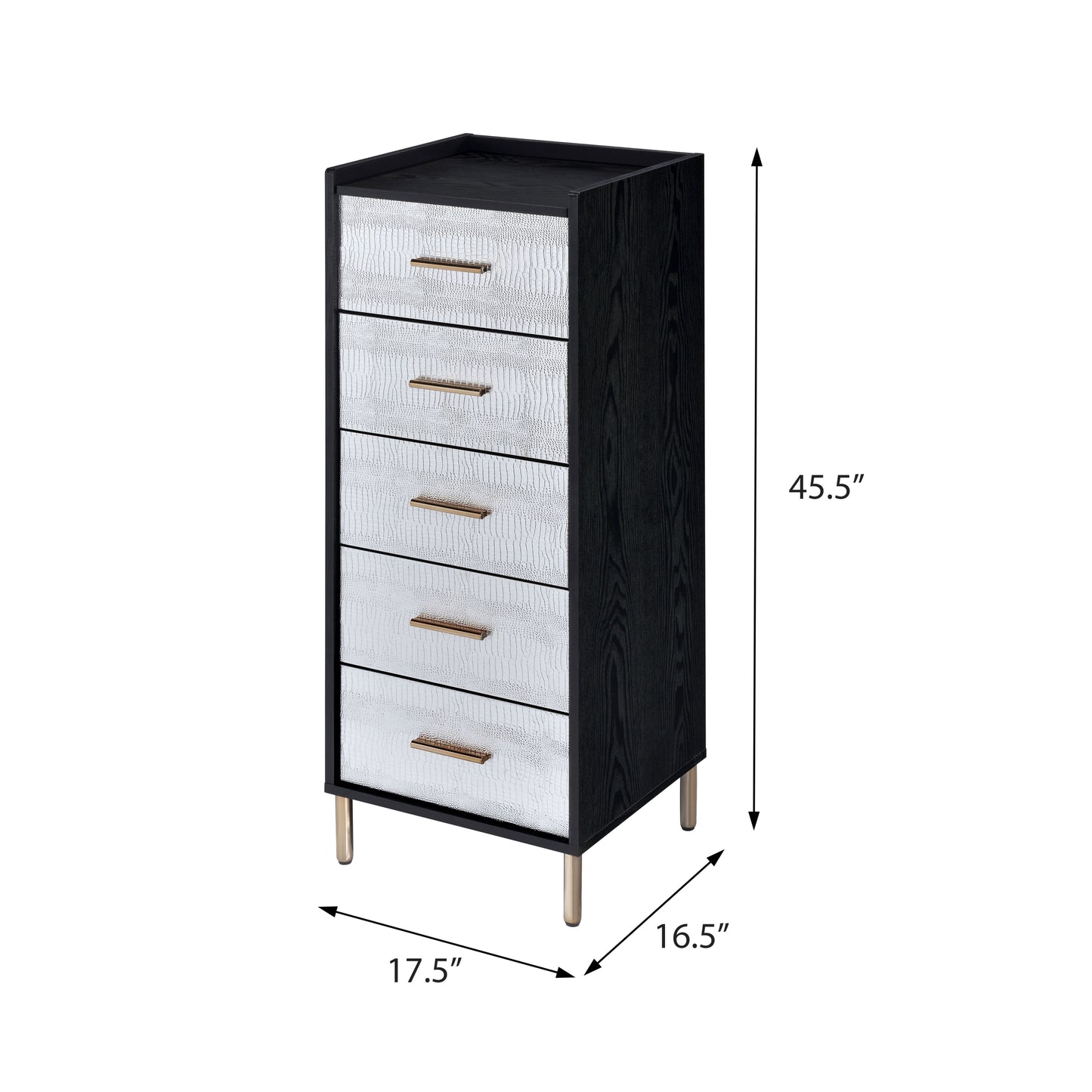 Black and Silver 4-drawer Jewelry Armoire with Lift-top