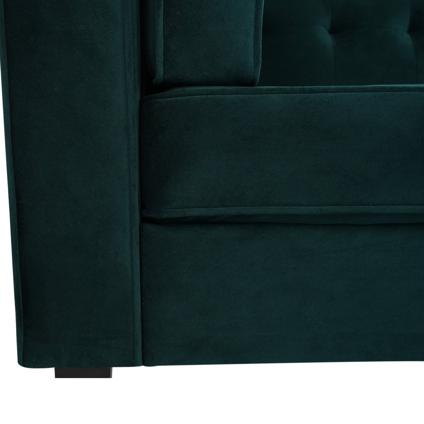 3-Seater Sofa, Upholstered Tufted Coach, Velvet Sofa, Green