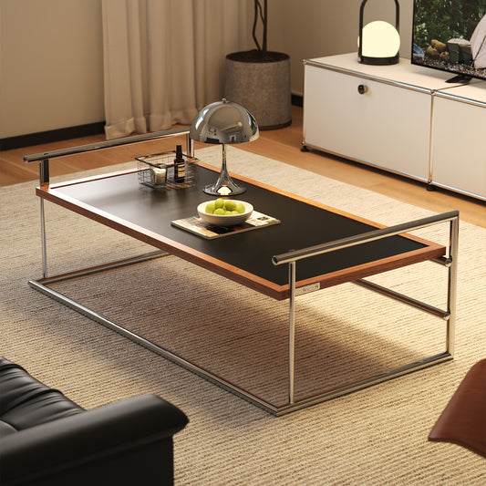 Rio coffee table Bauhaus living room small apartment tea table designer retro solid wood stainless steel tea table coffee table