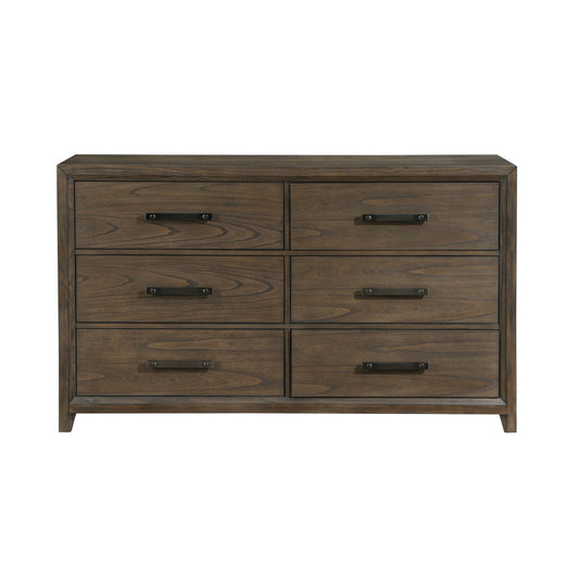 Dark Walnut Finish Dresser of 6 Drawers Classic Design Bedroom Furniture 1pc