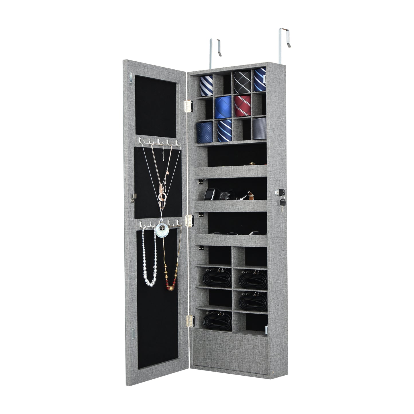 Fashion Simple Jewelry Storage Mirror Cabinet With LED Lights Can Be Hung On The Door Or Wall