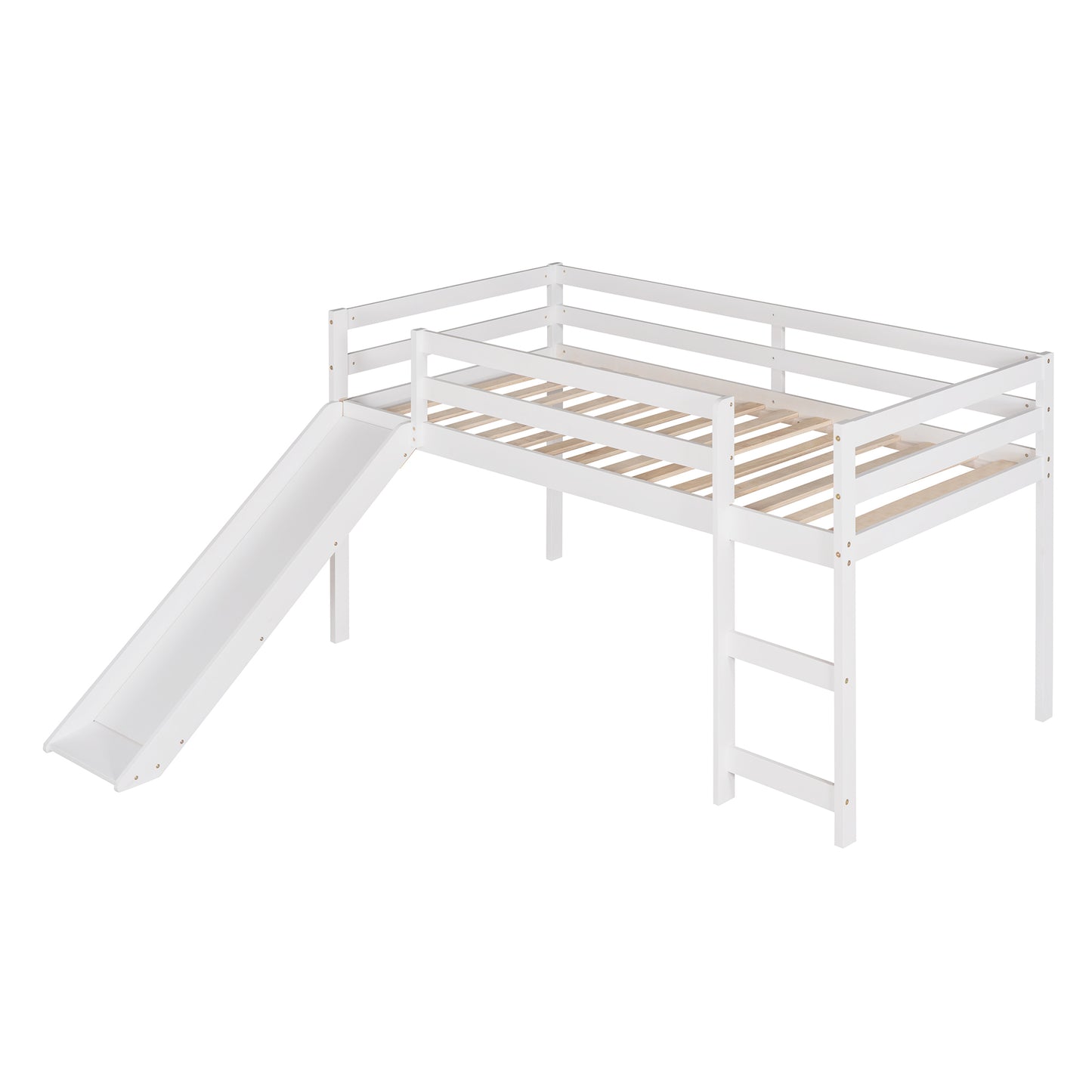 Loft Bed with Slide, Multifunctional Design, Twin (White)(OLD SKU: WF191904AAK)