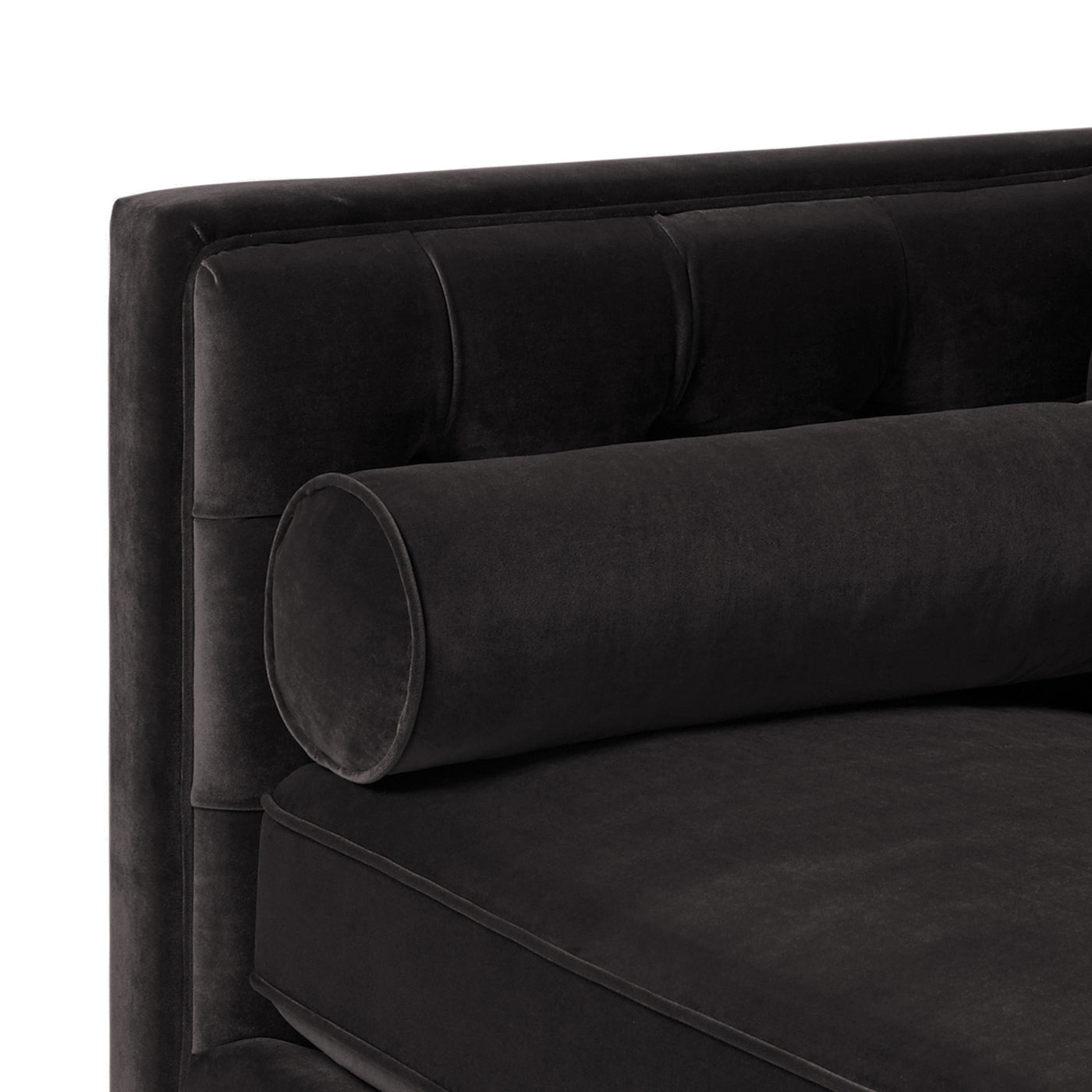 Jack 84" Modern Tuxedo Tufted Sofa, Dark Charcoal Grey Velvet