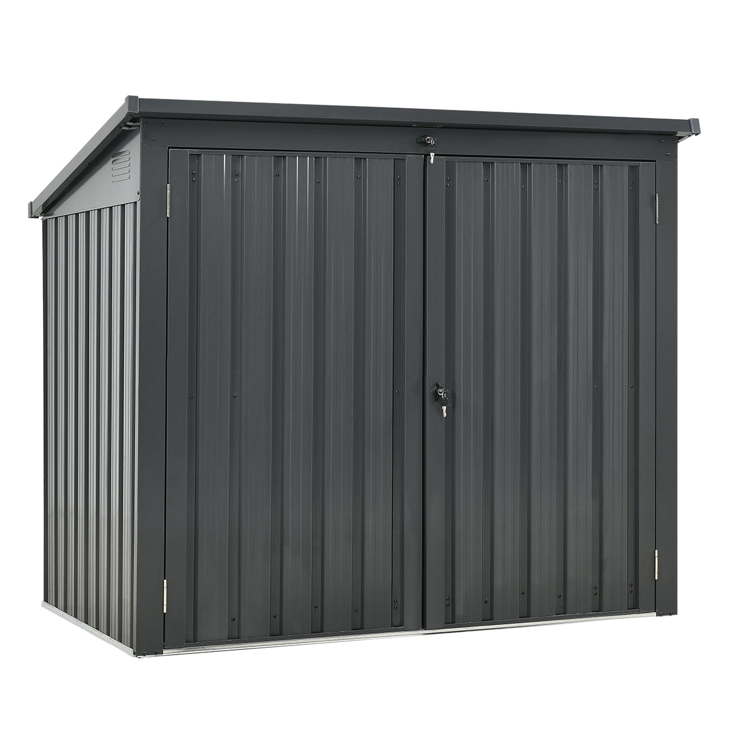 Garbage Bin Shed Stores 2 Trash Cans Metal Outdoor Bin Shed for Garbage Storage,Stainless Galvanized Steel, Bin Shed for Garden Yard Lawn, Black