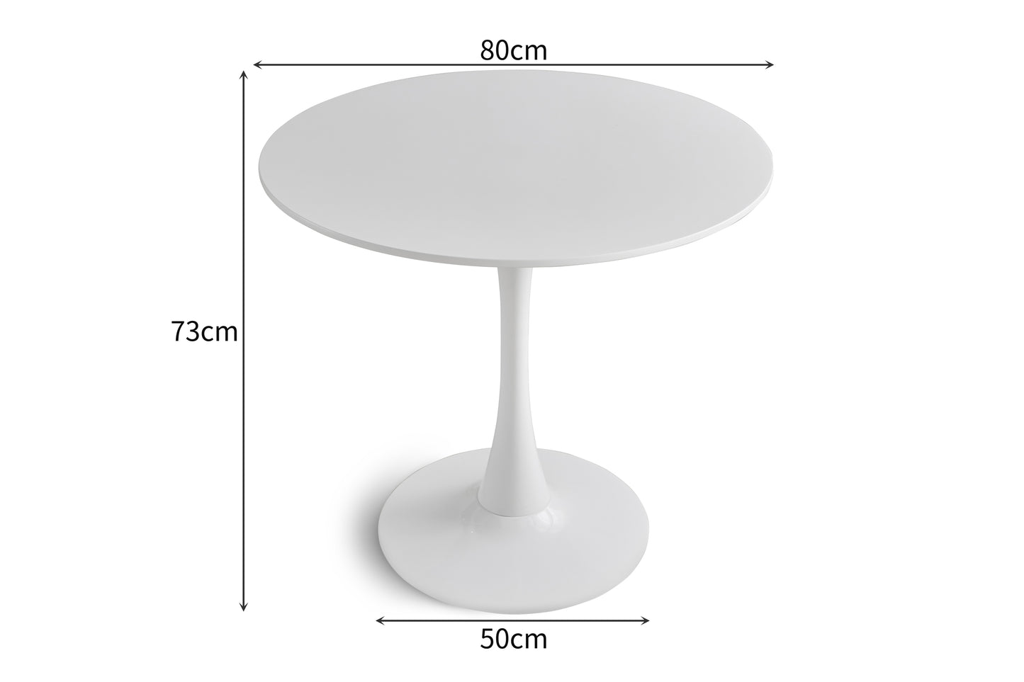 Round White Dining table Modern kitchen table 31.5-inch tulip design with pedestal, medieval casual table seating 2 to 4 people