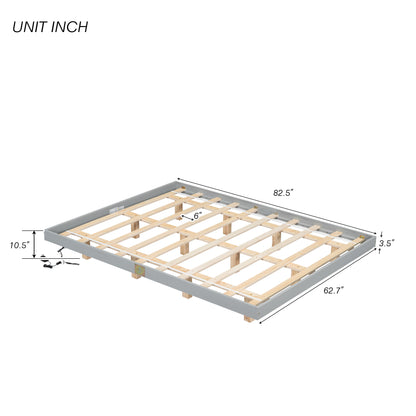 Queen Size Floating Bed with LED Lights Underneath,Modern Queen Size Low Profile Platform Bed with LED Lights,Grey