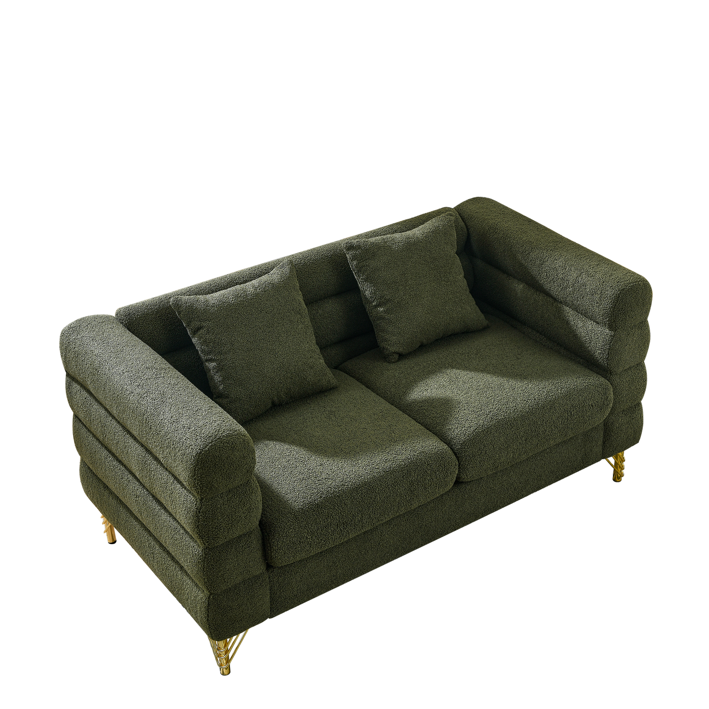 3-seater + 2-seater Combination sofa.Green teddy