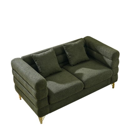 3-seater + 2-seater Combination sofa.Green teddy