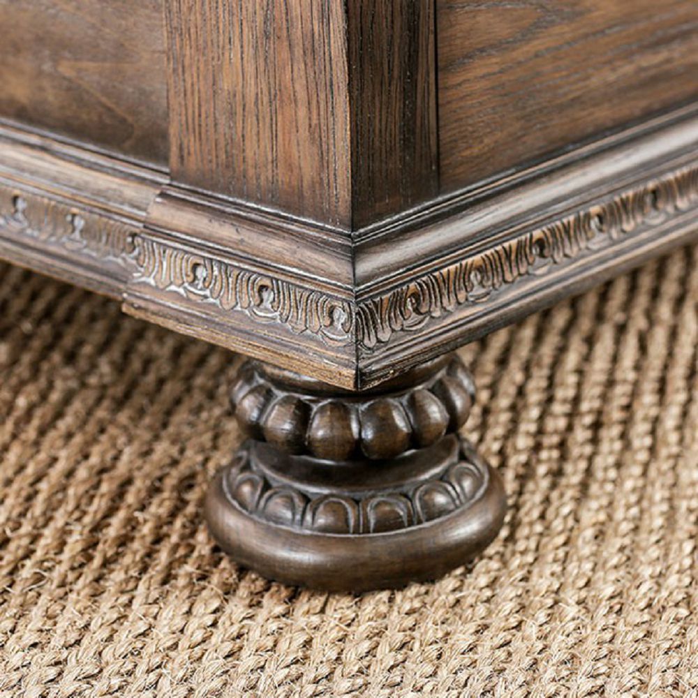 Traditional Rustic Natural Finish Solid wood 1pc Nightstand Bronze Hanging Pull Bedroom Bedside Table w 3-Drawers