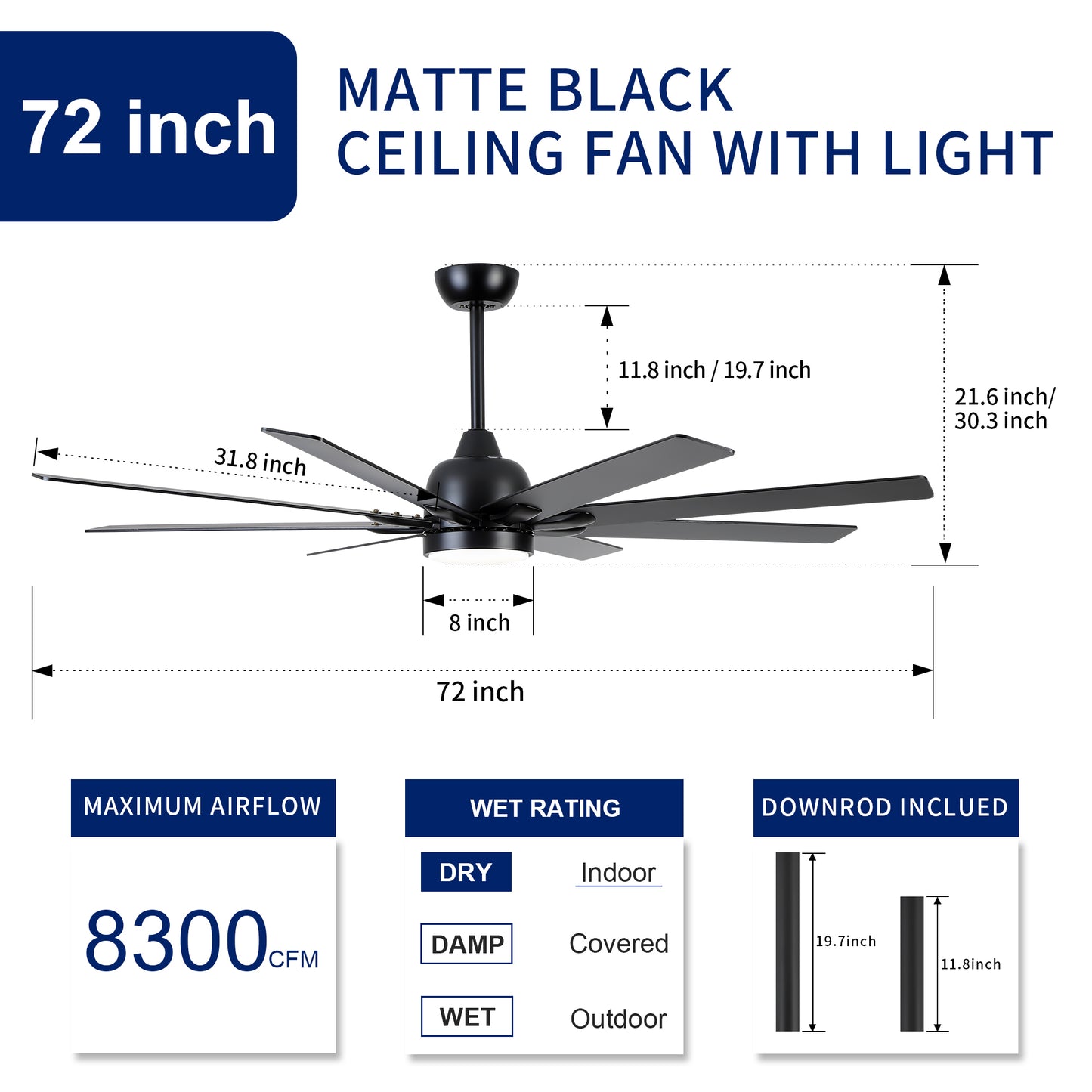 72 In Modern Integrated LED Lighting with Remote Control