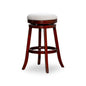 30" Bar Stool, Cherry Finish, Beige Fabric Seat