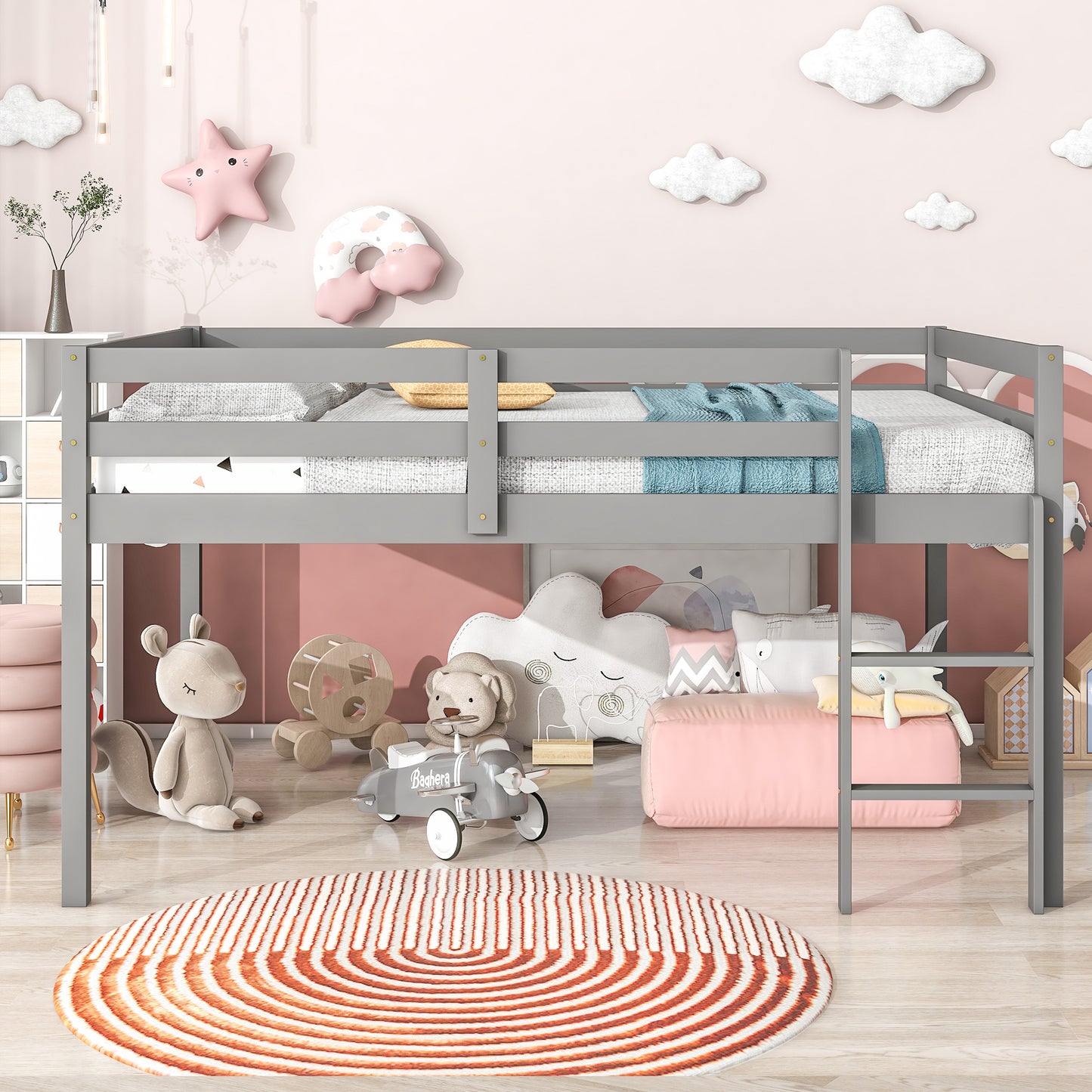 Full Loft Bed,Grey