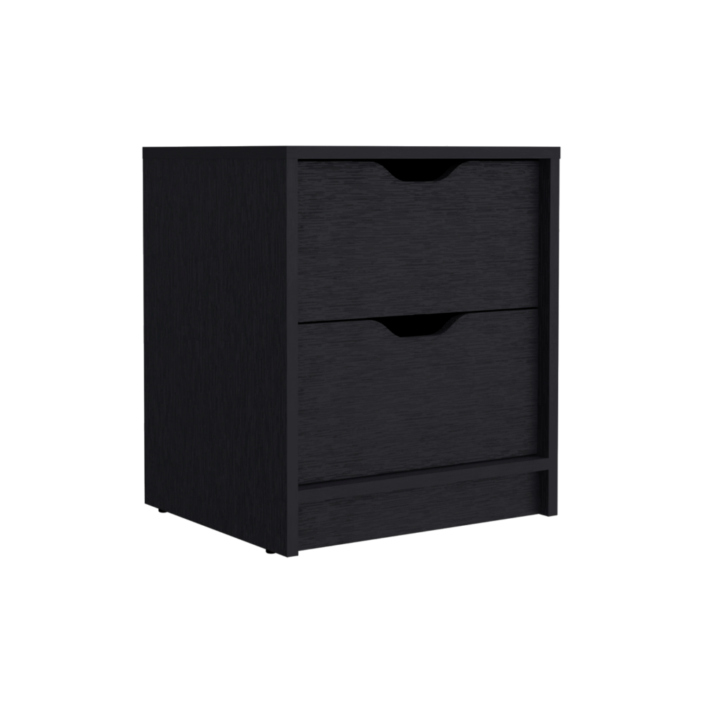 Basilea 2 Drawers Nightstand , End Table, Side Table Pull Out System -Black