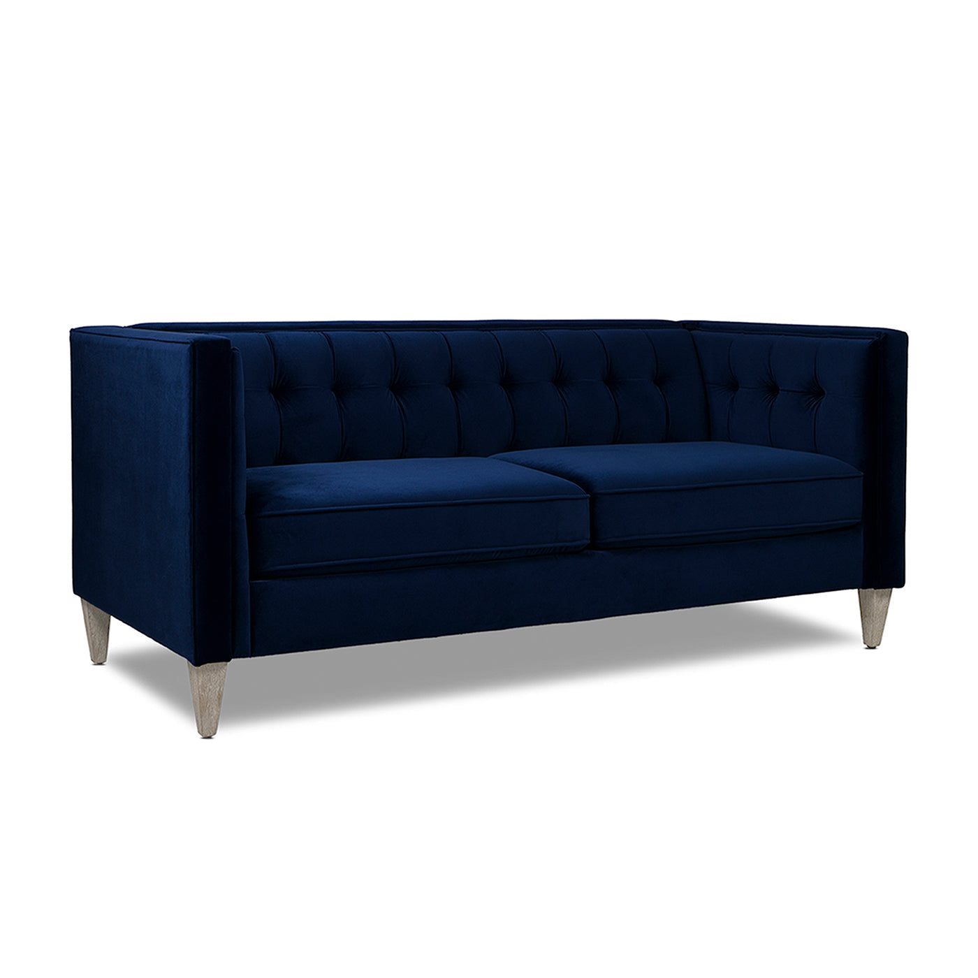 James 74" Modern Tuxedo Sofa, Navy Blue Velvet