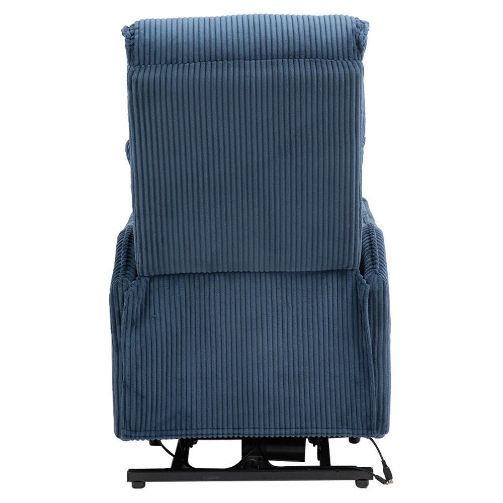 COOLMORE Recliner Chair, Electric Recliner Chairs for Adults, Side Pocket Power Reclining Chair Pocket Springs Seat Cushion, Corduroy Fabric Recliner Sofa for Living Room, Bedroom, Home Theater (Navy)