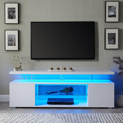 TV Stand for 70 Inch TV LED Gaming Entertainment Center Media Storage Console Table with Large Side Cabinet for Living Room(White)