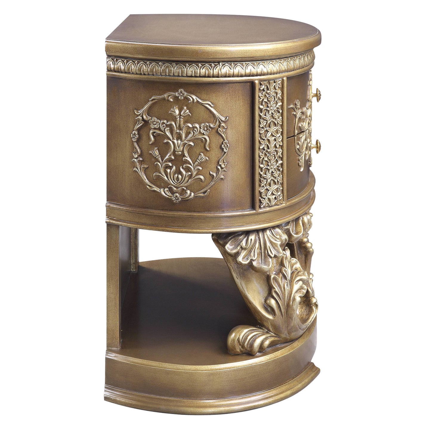 Brown and Gold 2-Drawer Nightstand