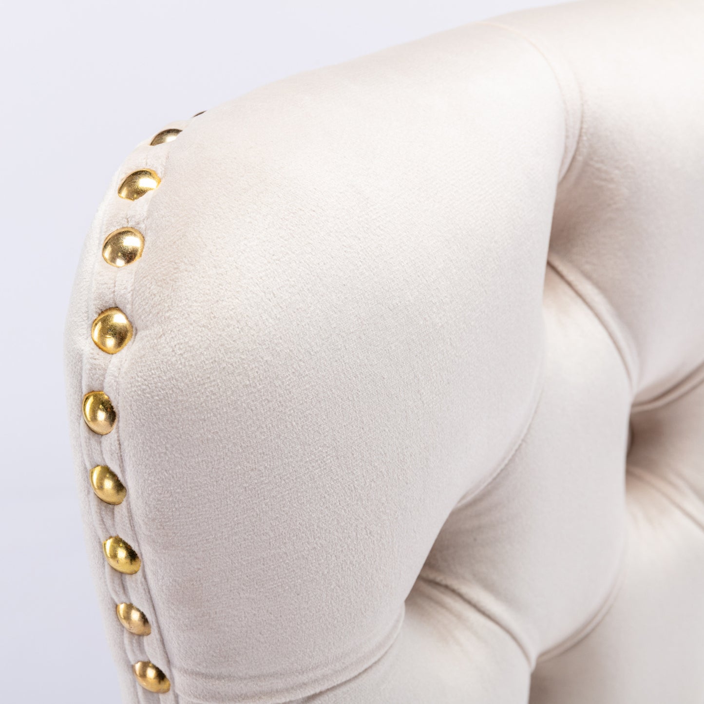 A&A Furniture,Thick Golden Swivel Velvet Barstools Adjusatble Seat Height from 27-35 Inch, Modern Upholstered Bar Stools with Backs Comfortable Tufted for Home Pub and Kitchen Island (Beige,Set of 2)