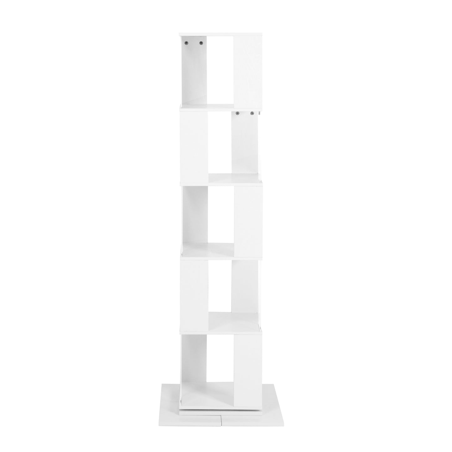 5 tier Rotating Bookshelf, Floor Rack Simple Bookcase  with Acrylic plate Student Multi-Function Creative Bookshelf for Living Room with anti-toppling base