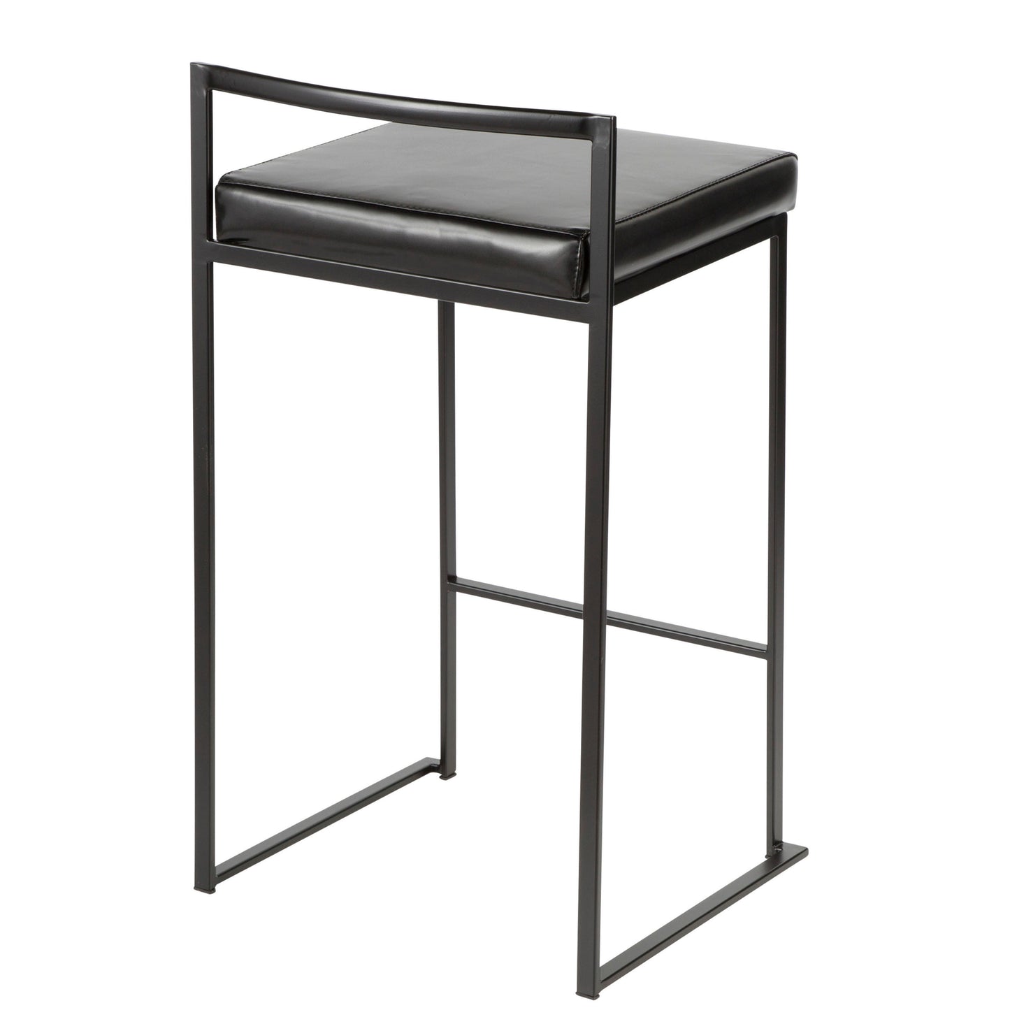 Fuji Contemporary Stackable Counter Stool in Black with Black Faux Leather Cushion by LumiSource - Set of 2